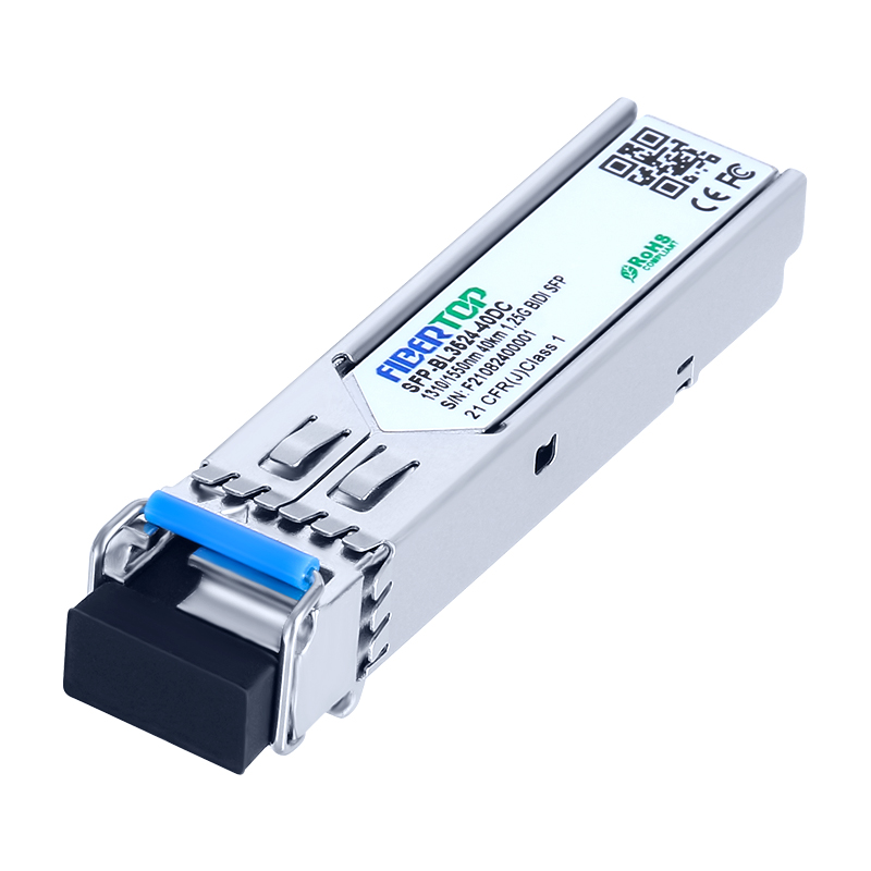 Brocade® E1MG-BXU-40 Kompatibler 1,25G BIDI 40km SFP Transceiver SMF 1310nm Tx/1550nm Rx Single LC DOM